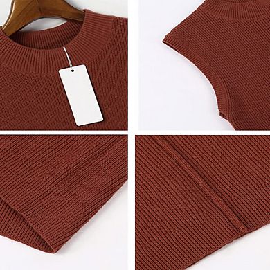 Women's Mock Neck Knit Sweater Vest Sleeveless Casual Trendy Summer Ribbed Pullover Tank Tops