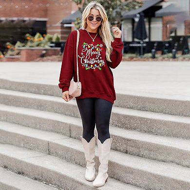 Christmas Sweatshirt Merry Bright Christmas T-shirt Long Sleeve Lightweight Holiday Pullover Tops