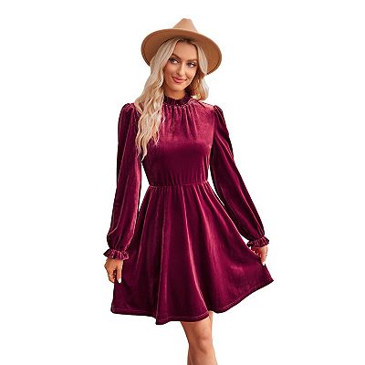 knee length dresses for ladies Black Velvet Long Sleeve Dress by Dolly & Dotty – Lemonie Boutique main image 1