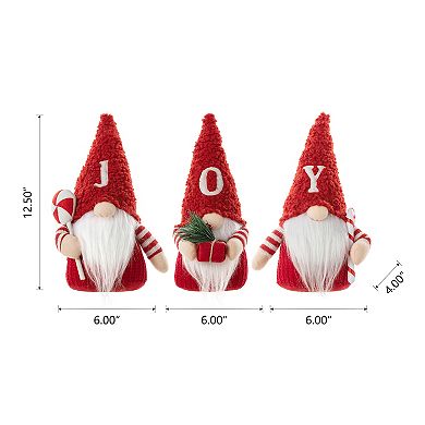 Glitzhome 3 Pack Joy Christmas Gnome, Fabric Gnomes Plush Handmade Xmas Decor Gift for Table Decor