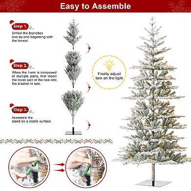 Glitzhome 8ft Deluxe Pre-lit Fir Christmas Tree With 450 Warm White Lights - Three Function