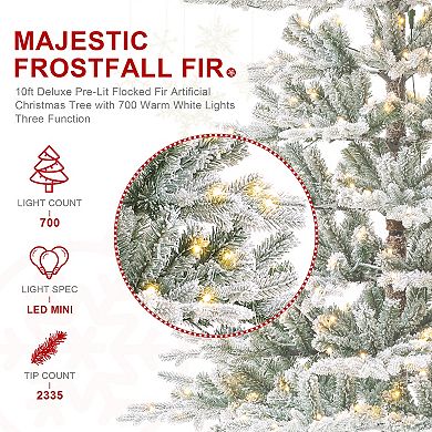 Glitzhome 10ft Deluxe Pre-lit Fir Christmas Tree With 700 Warm White Lights - Three Function