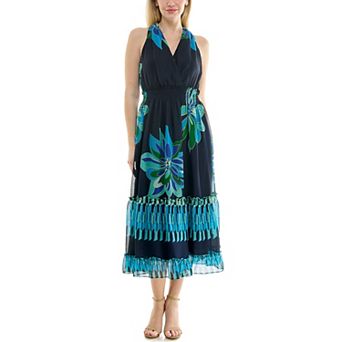 Women's Maison Tara Halter Neck Fit and Flare Midi Dress
