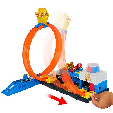 Mattel Hot Wheels City Super Police Station Playset with Police Toy Car & Adjustable Track Loop