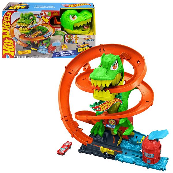 Mattel Hot Wheels City T-Rex Blaze Battle Playset & Die-Cast Car