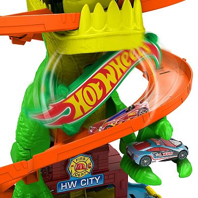 Mattel Hot Wheels City T-Rex Blaze Battle Playset & Die-Cast Car