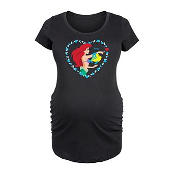 Disney's The Little Mermaid Ariel & Flounder Maternity Heart Graphic Tee