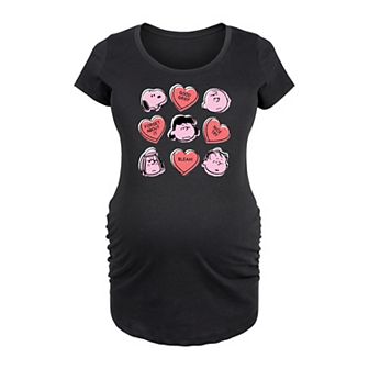 Maternity Peanuts Candy Heart Grid Graphic Tee
