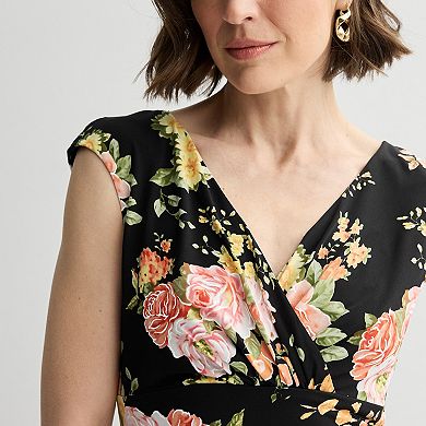 Petite Studio Connection Printed Empire Surplice Dress