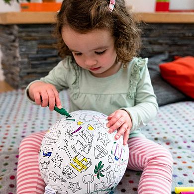 BubaBloon Colour In Travel Design Cotton Balloon Cover with Washable Markers