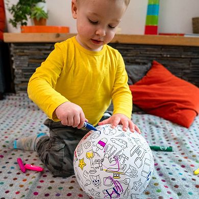 BubaBloon Colour In Travel Design Cotton Balloon Cover with Washable Markers