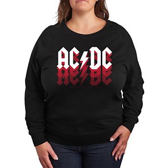Plus Size ACDC Logo Fade French Terry Long Sleeve Tee
