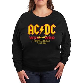 Plus Size ACDC Who Made Who Tour French Terry Long Sleeve Tee