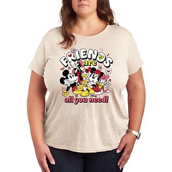 Disney's Mickey Mouse & Friends Plus Size Friends Are All You Need Valentine's Graphic Tee
