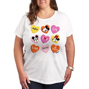 Disney's Mickey & Minnie Mouse Plus Size Candy Hearts Graphic Tee