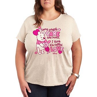 Disney's Winnie The Pooh Care Piglet & Pooh Plus Size Love Graphic Tee