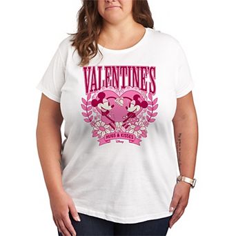 Disney's Mickey & Minnie Mouse Plus Size Valentine's Hugs & Kisses Graphic Tee
