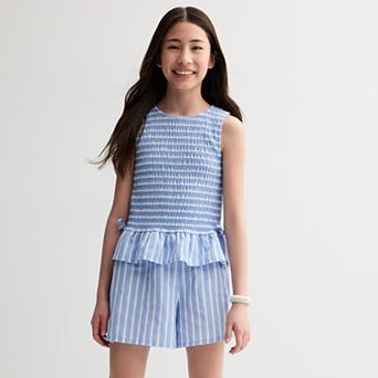 Girls 7-16 Mini Society 2 pc Striped Tank Top & Shorts Set