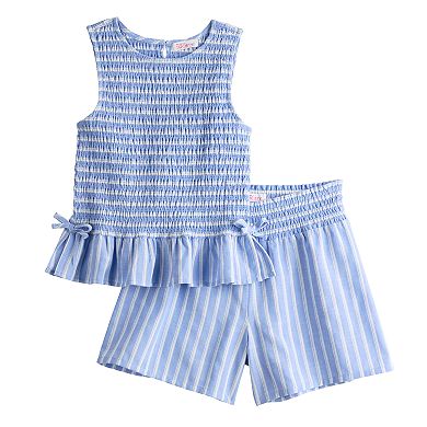 Girls 7-16 Mini Society 2-Piece Striped Tank Top & Shorts Set