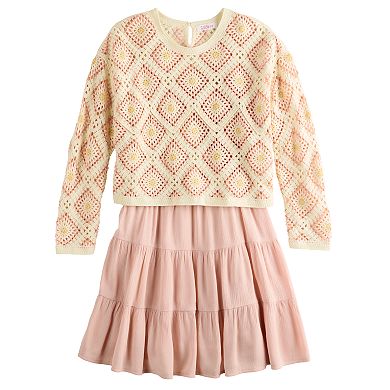Girls 7-16 Mini Society Crochet Top & Dress Set