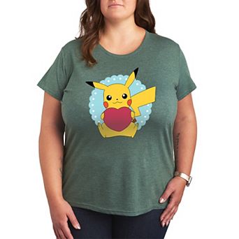 Plus Size Pokemon Pikachu Heart Graphic Tee