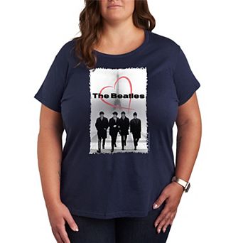 Plus Size The Beatles Eiffel Tower Heart Graphic Tee