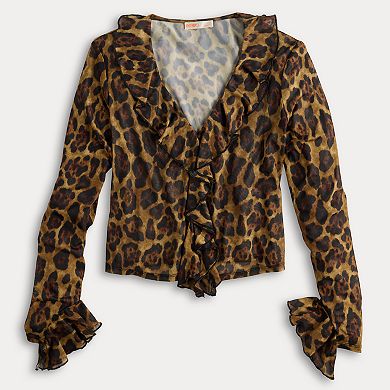 Women's INTEMPO™ Front Opening Mesh Ruffle Blouse