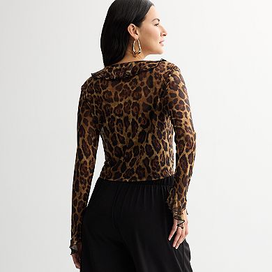 Women's INTEMPO™ Front Opening Mesh Ruffle Blouse
