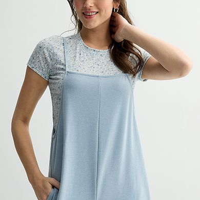 Juniors' Live To Be Spoiled Knit Pants Jumpsuit With Printed Tee
