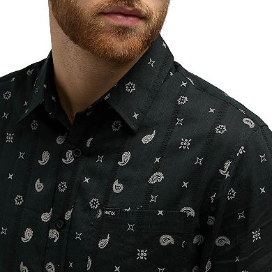 Men's Matix Geometric Short Sleeve Button-Down Dobby Woven Shirt
