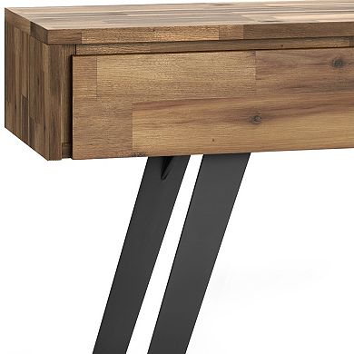 Simpli Home Lowry Solid Acicia Wood Console Sofa Table in Rustic Natural Aged Brown