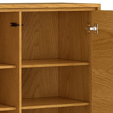 Simpli Home Lowry Solid Acicia Wood Medium Storage Cabinet in Rustic Natural Aged Brown