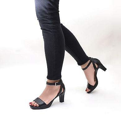 Easy Street Square Toe Platform Women's Heeled Sandals