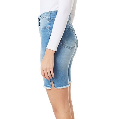 Juniors' WallFlower High Rise Denim Wash Bermuda Shorts