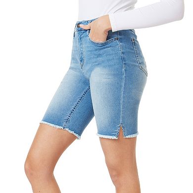 Juniors' WallFlower High Rise Denim Wash Bermuda Shorts