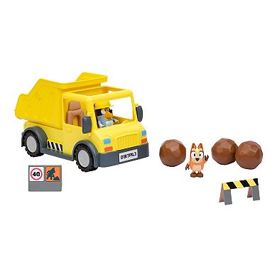 Bluey Dump Truck With Exclusive Hard-Hat Bluey and Muddy Bingo Figures