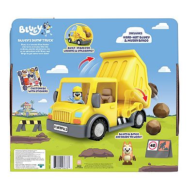 Bluey Dump Truck With Exclusive Hard-Hat Bluey and Muddy Bingo Figures