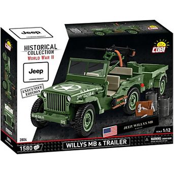 Cobi Historical Collection WWII Jeep Willys MB + Trailer 1:12 Scale Vehicle Executive Edition