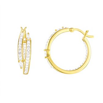 Chrystina Gold Tone Bypass Pear Crystal & Cubic Zirconia Hoop Earrings