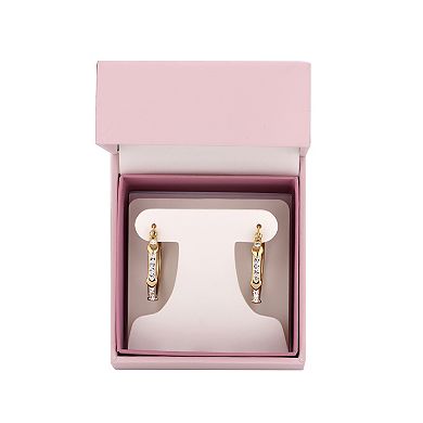 Chrystina Gold Tone Polished Heart Crystal Hoop Earrings