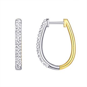 Chrystina Two-Tone Crystal Oval Hinge Hoop Earrings