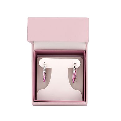 Chrystina Silver Tone Pink Ombre Crystal Hoop Earrings
