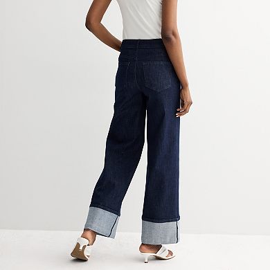 Women's Nine West High-Rise Cuffed Wide Leg Jeans