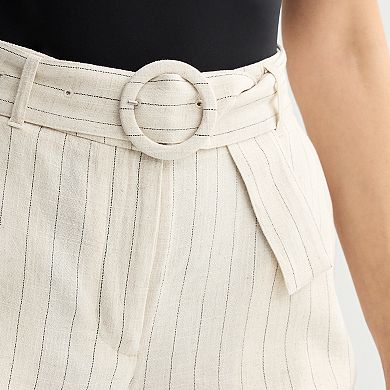 Women's Nine West High-Rise Clean Front Belted Shorts