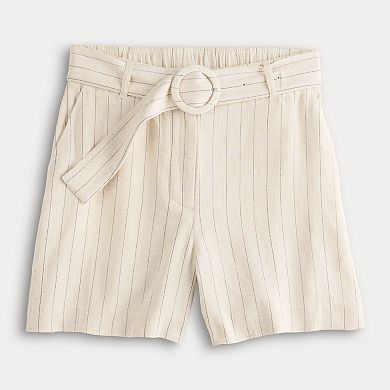 Women's Nine West High-Rise Clean Front Belted Shorts