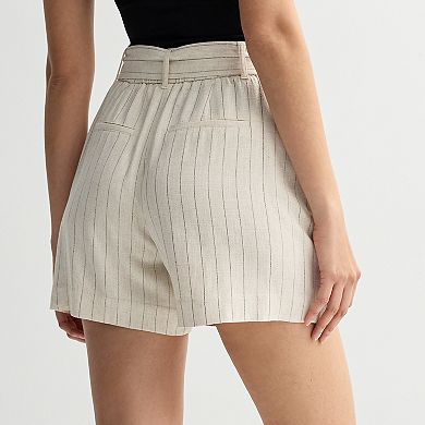 Women's Nine West High-Rise Clean Front Belted Shorts