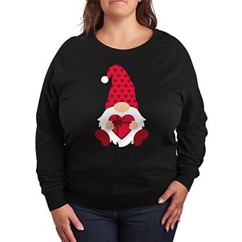 Plus Size Chocolate Heart Box Gnome French Terry Long Sleeve Tee