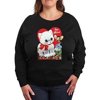 Plus Size Bee Mine Vintage Valentine's French Terry Long Sleeve Tee
