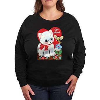 Plus Size Bee Mine Vintage Valentine's French Terry Long Sleeve Tee