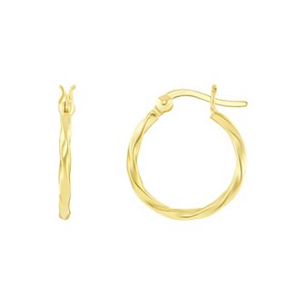 PRIMROSE 24k Gold Plated Twisted Hoop Earrings